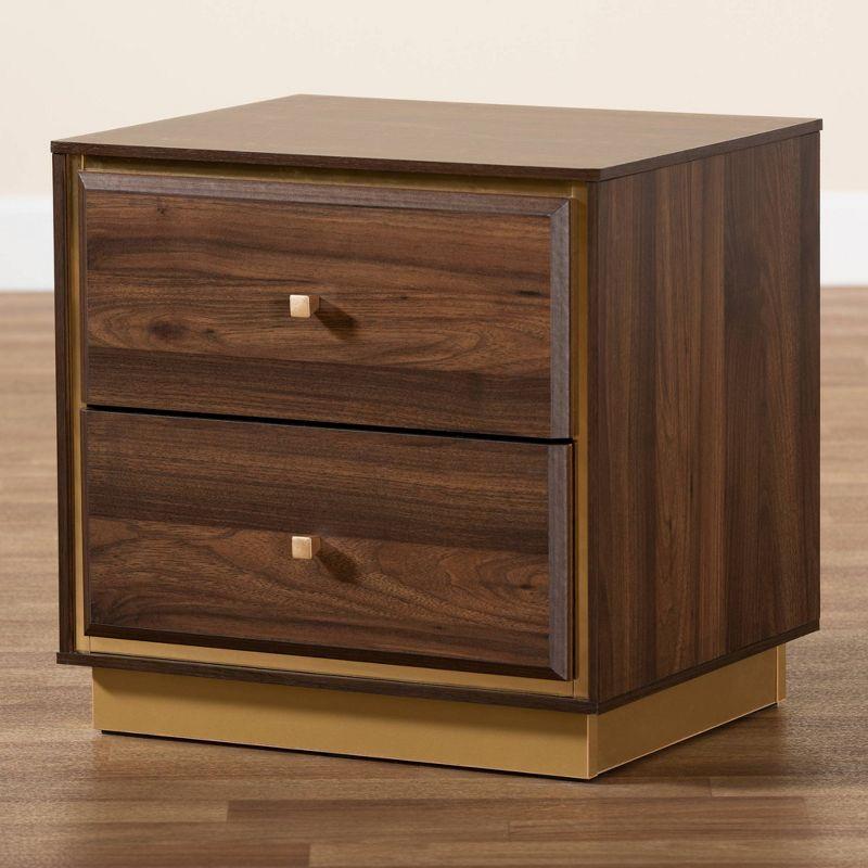 Cormac Wood and Metal 2 Drawer Nightstand - Baxton Studio