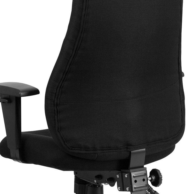 Flash Furniture High Back Black Fabric Multifunction Swivel Ergonomic Task Office Chair with Adjustable Arms