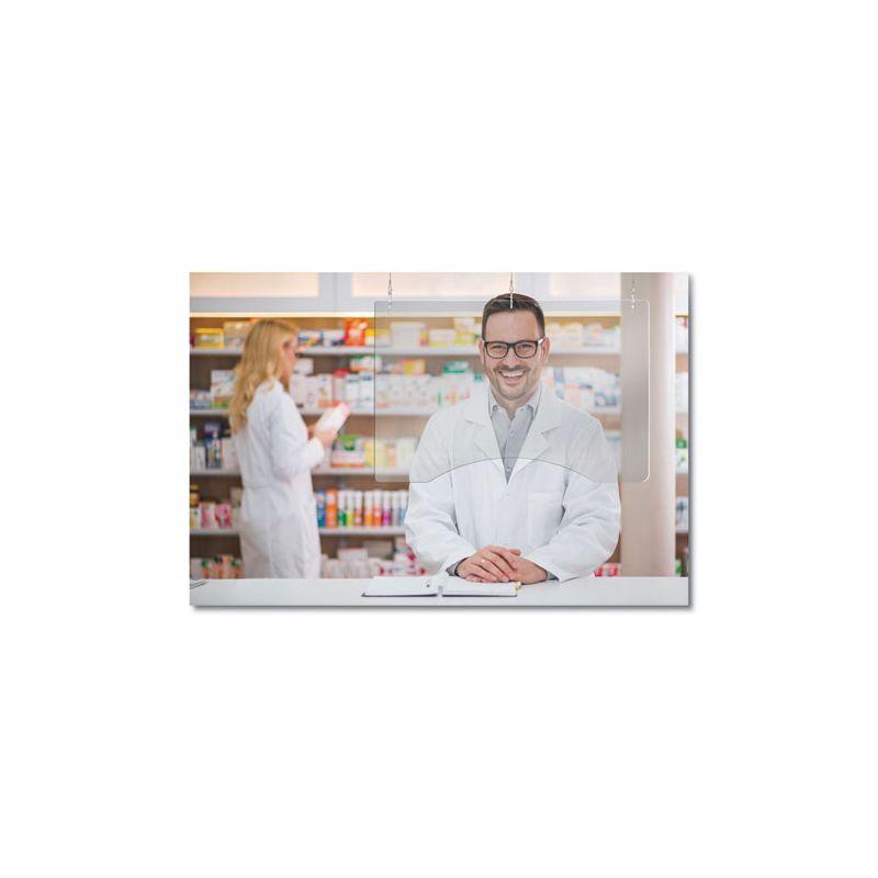 deflecto Hanging Barrier, 23.75" x 35.75", Acrylic, Clear, 2/Carton