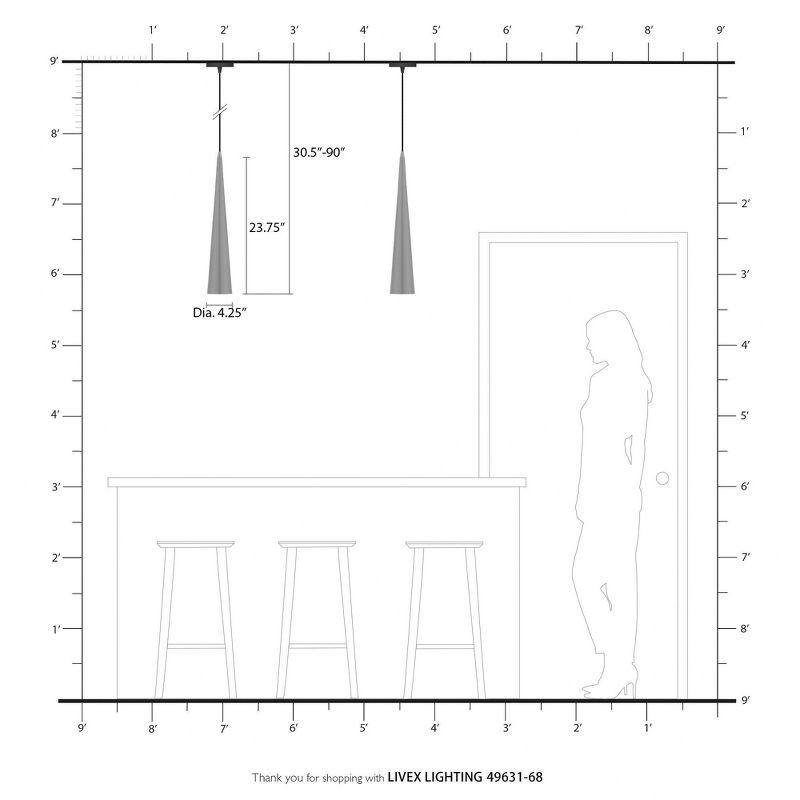 Livex Lighting Andes 1 - Light Pendant in  Shiny Black/Polished Chrome