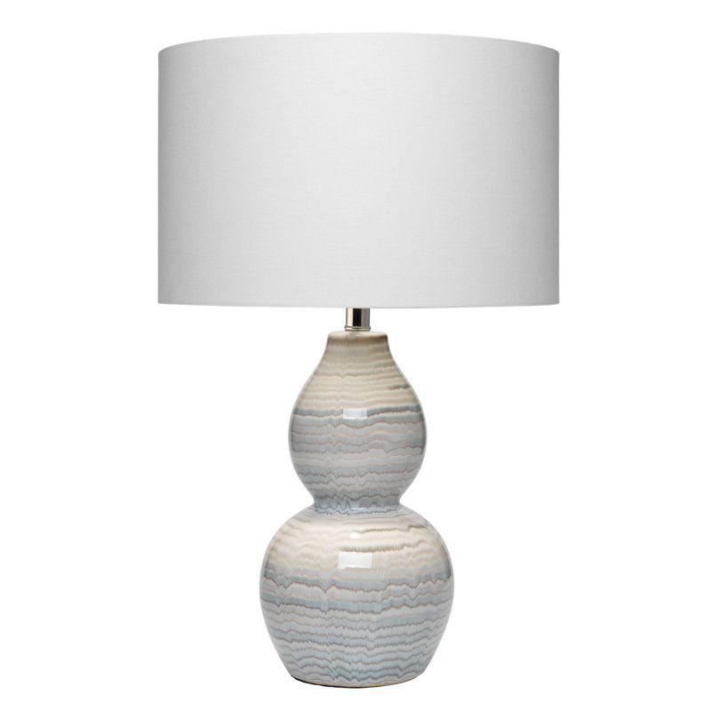 Catalina Wave Table Lamp White - Splendor Home: Ceramic Base, Linen Shade, 3-Way Switch, UL Listed