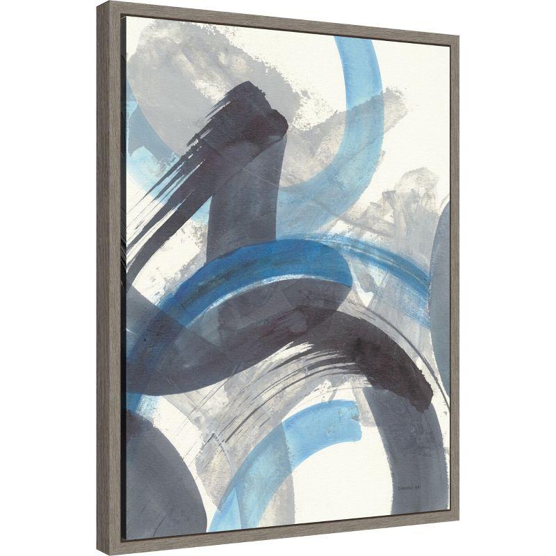 Amanti Art Blue Brushy Abstract II by Danhui Nai Canvas Wall Art Print Framed 18 x 24-in.