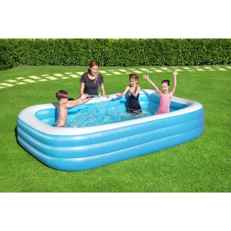 Blue and White Rectangular Inflatable Family Pool