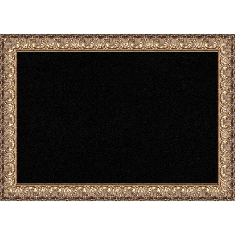 Amanti Art Black Cork Board Wood Framed Florentine Gold Bulletin Board 27 in. x 19 in.