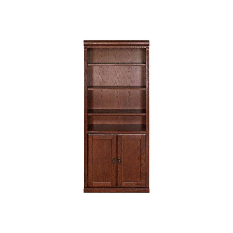 72" Huntington Oxford Wood Bookcase with Doors Brown - Martin Furniture: Hardwood, No Assembly Required