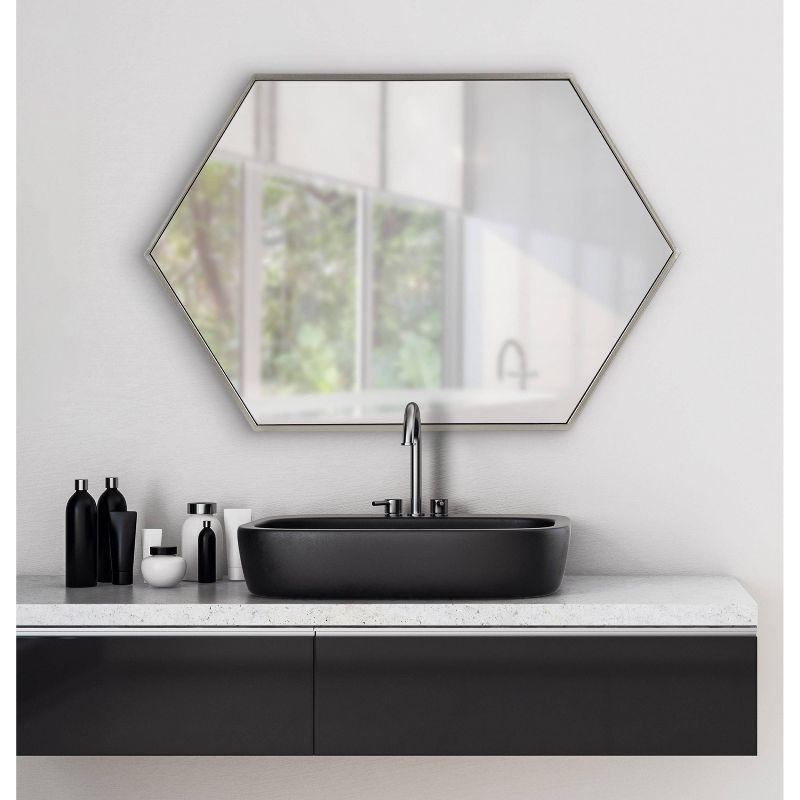 Modern Hexagon Full-Length Wall Mirror in Warm Silver