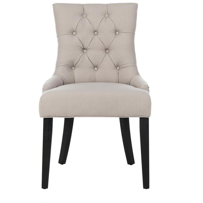 Elegant Taupe Linen and Birch Wood Parsons Side Chair Set