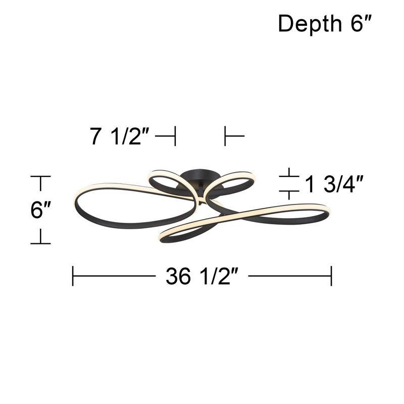 Possini Euro Design Helix Ultra Modern Semi Flush-Mount Ceiling Light Sand Black Dimmable LED Strip Twisting Ribbon 36 1/2" Wide Bedroom Kitchen