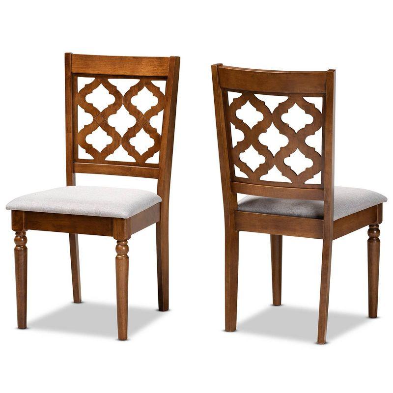 2pc Ramiro Fabric and Wood Dining Chairs Set Gray/Brown - Baxton Studio