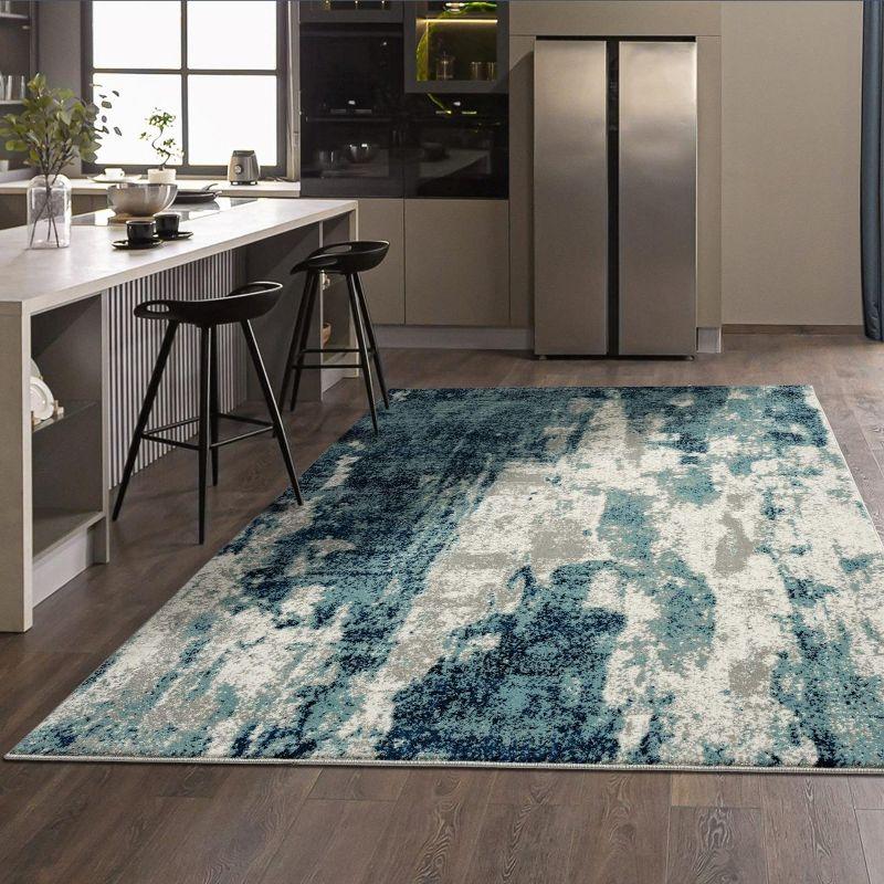 17 Stories Elkmont Abstract Light Blue/Gray Area Rug