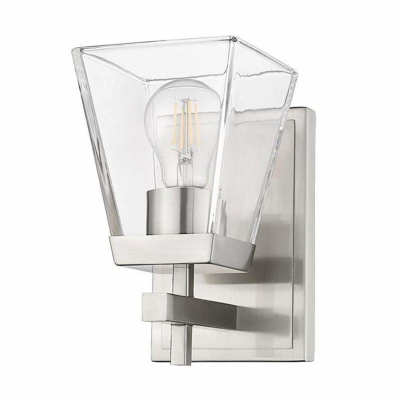 Lauren Brushed Nickel 1-Light Wall Sconce with Clear Glass Shade