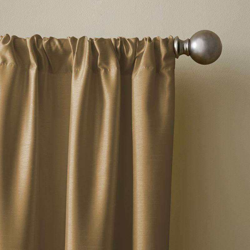 Gold Faux Silk Blackout Pleated Curtain Panel 52" W x 95" L