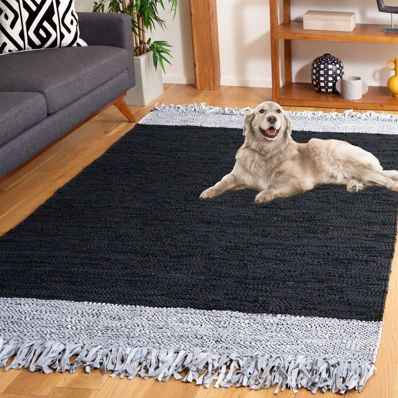 Vintage Leather VTL310 Hand Woven Indoor Accent Rug - Light Grey/Black - 3'x5' - Safavieh