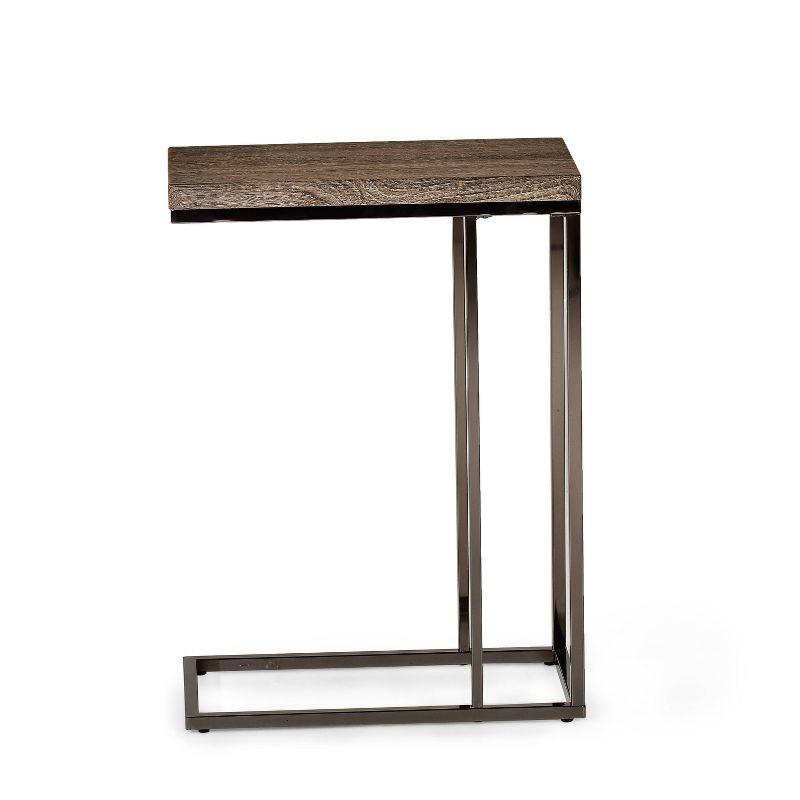 Contemporary Chrome and Wood 10" Chair Side Table in Gray/Brown