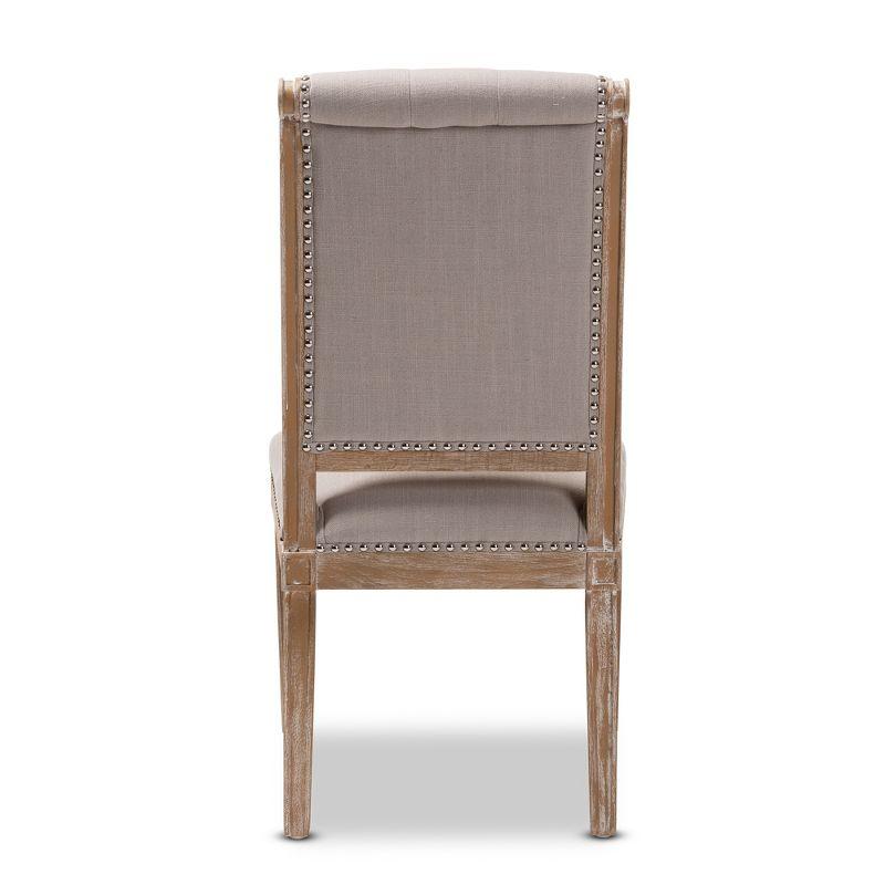 Charmant Wood Dining Chair Light Beige - Baxton Studio: French Provincial, Foam-Padded, Nailhead Trim