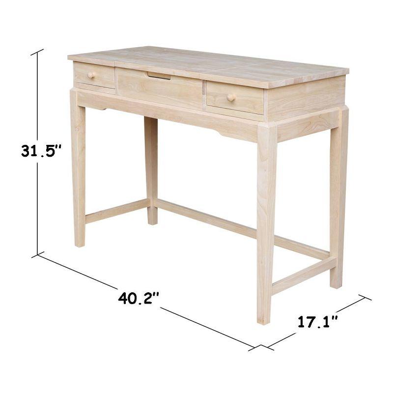 Elegant Unfinished Solid Wood Vanity Table with Microfiber Bench