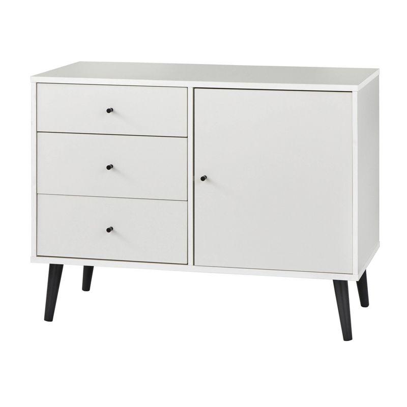 Dalton Mid-Century Modern Buffet White/Black - Buylateral: Storage Cabinet with Adjustable Shelves