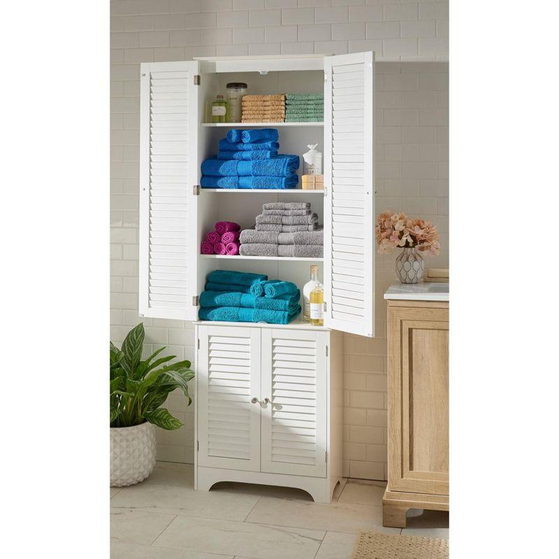 BrylaneHome Louvre Linen Cabinet - White