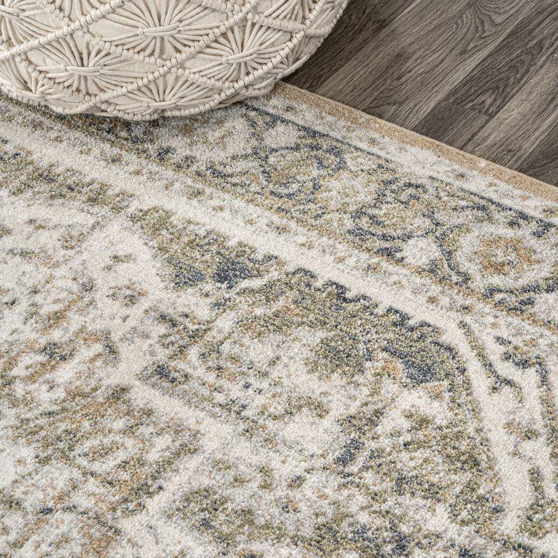 JONATHAN Y Keesha Bold Distressed Medallion Low-Pile Machine-Washable Green/Cream 5 ft. x 8 ft. Area Rug