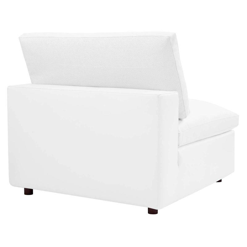 Commix Plush Vegan Leather Armless Lounge Chair in White