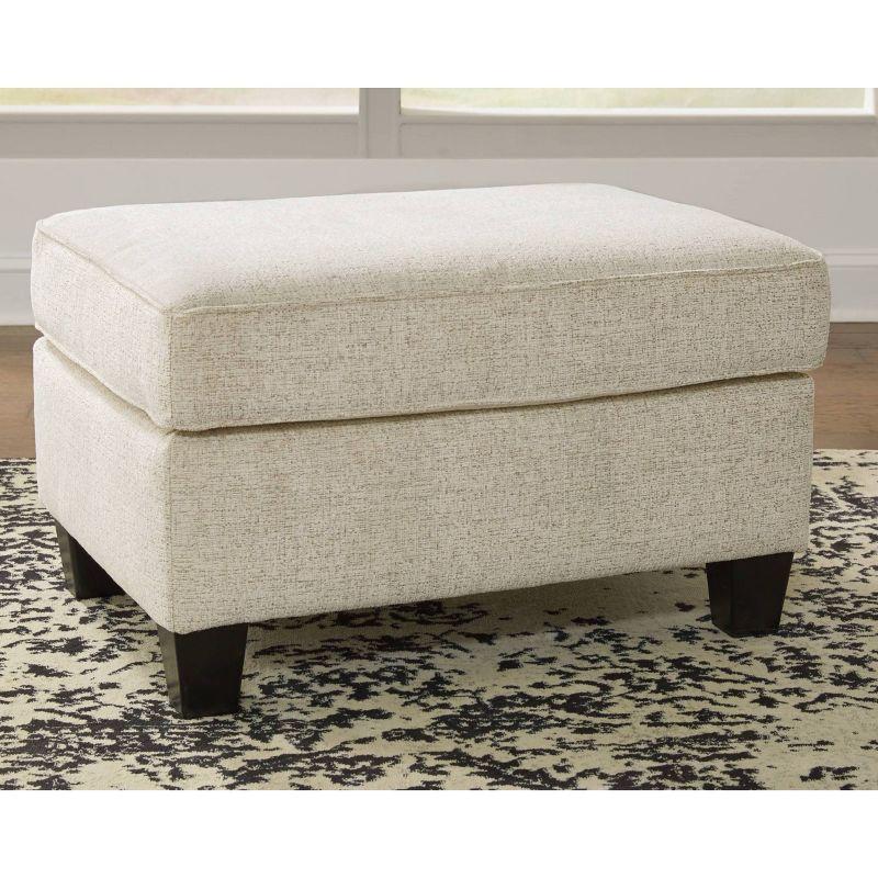 Beige Chenille Contemporary Ottoman with Dark Wood Legs