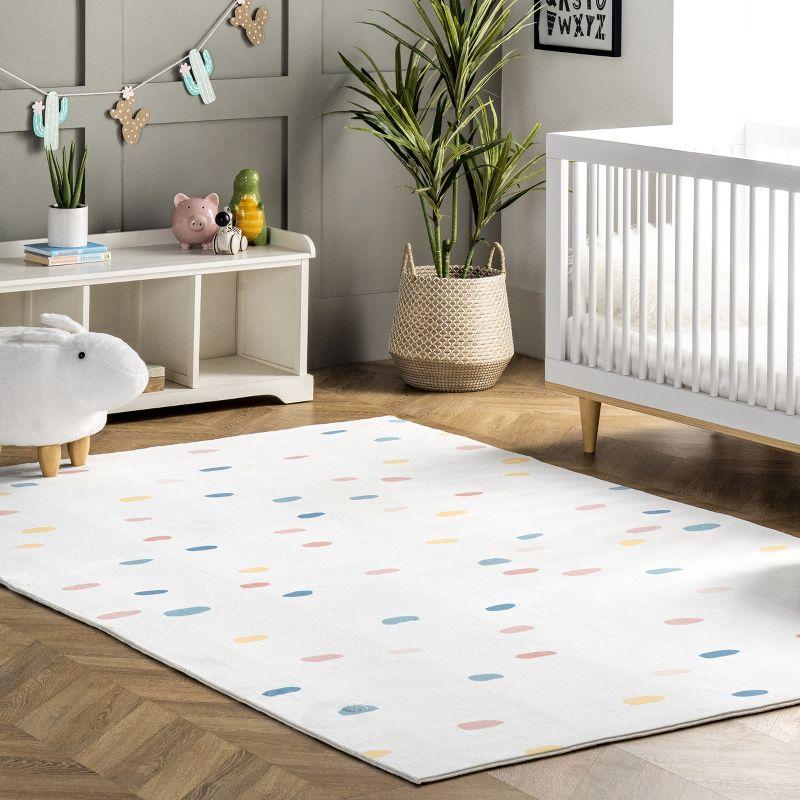 Playful Pastel Polka Dot 5' x 8' Synthetic Area Rug for Kids