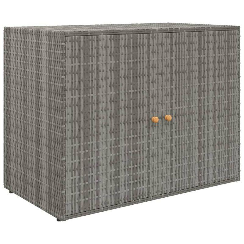 vidaXL Durable Gray Garden Storage Cabinet - Weather-Resistant Poly Rattan Material - Compact and Spacious with Easy Assembly