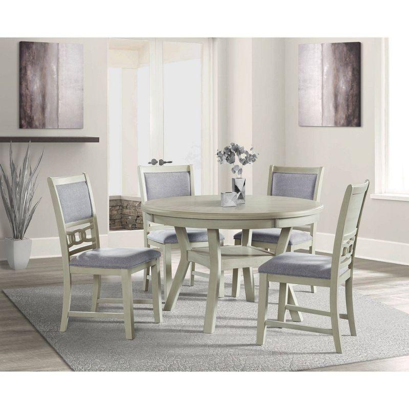 Transitional Gray Wood Round Dining Table with Storage Shelf