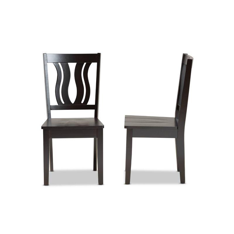 2pc Fenton Wood Dining Chair Set Brown - Baxton Studio: Geometric Back, Unupholstered, Malaysian Craft