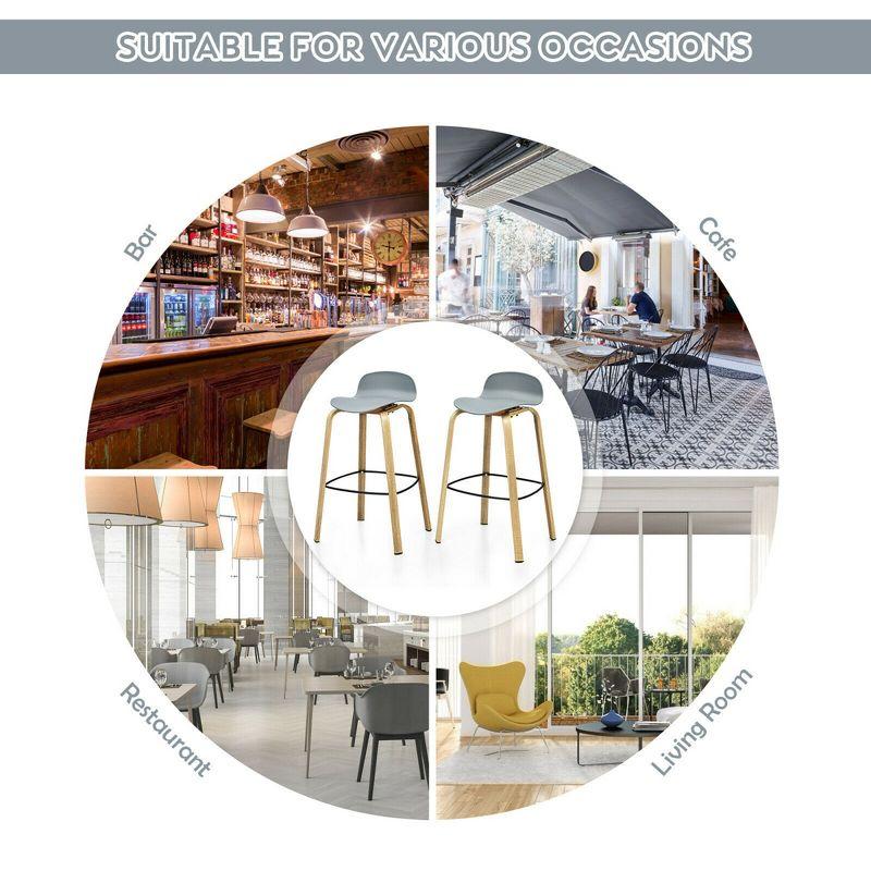 17 Stories Set of 2 Modern Barstools Pub Chairs with Low Back and Legs