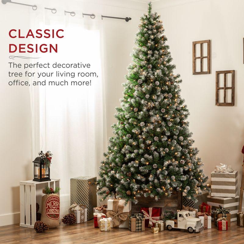 Best Choice Products 6ft Pre-Lit Pre-Decorated Holiday Christmas Tree w/ 1,000 Flocked Tips, 250 Lights, Metal Base