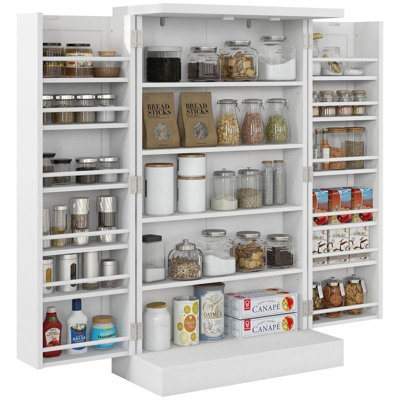 White Recessed Panel 41" Kitchen Pantry with Adjustable Shelves