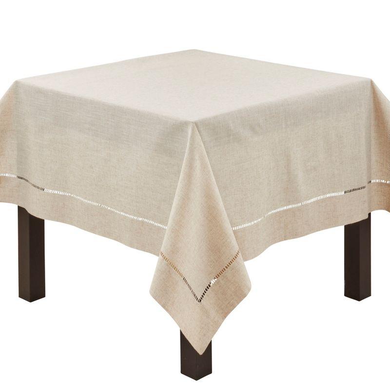 Saro Lifestyle Natural Toscana Tablecloth With Hemstitched Border