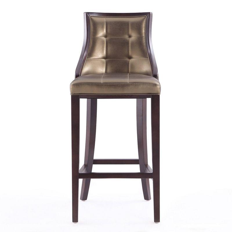 45.5" Walnut and Bronze Wood Leather Barstools Set of 3