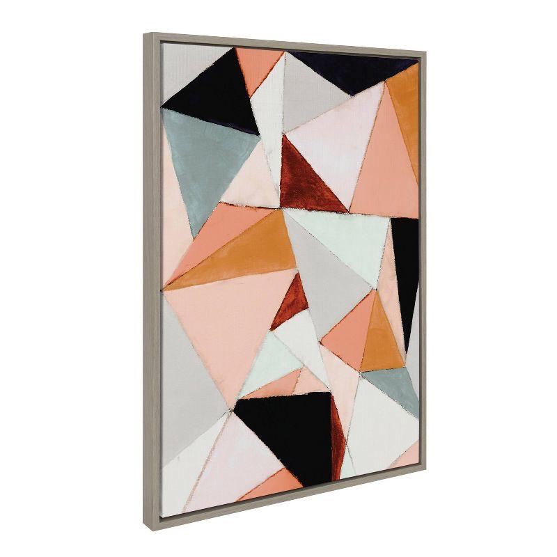 23" x 33" Sylvie Geo Abstract by Amy Lighthall Framed Wall Canvas Gray - Kate & Laurel All Things Decor