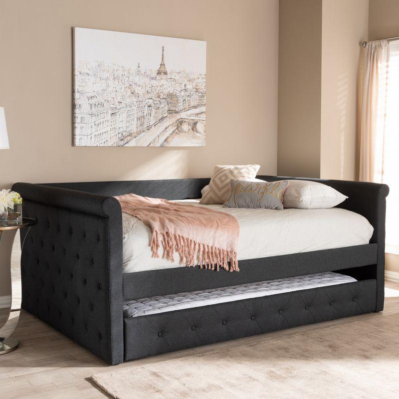 Full Alena Daybed with Trundle Dark Gray - Baxton Studio: Upholstered Bedroom Furniture, No Box Spring Needed