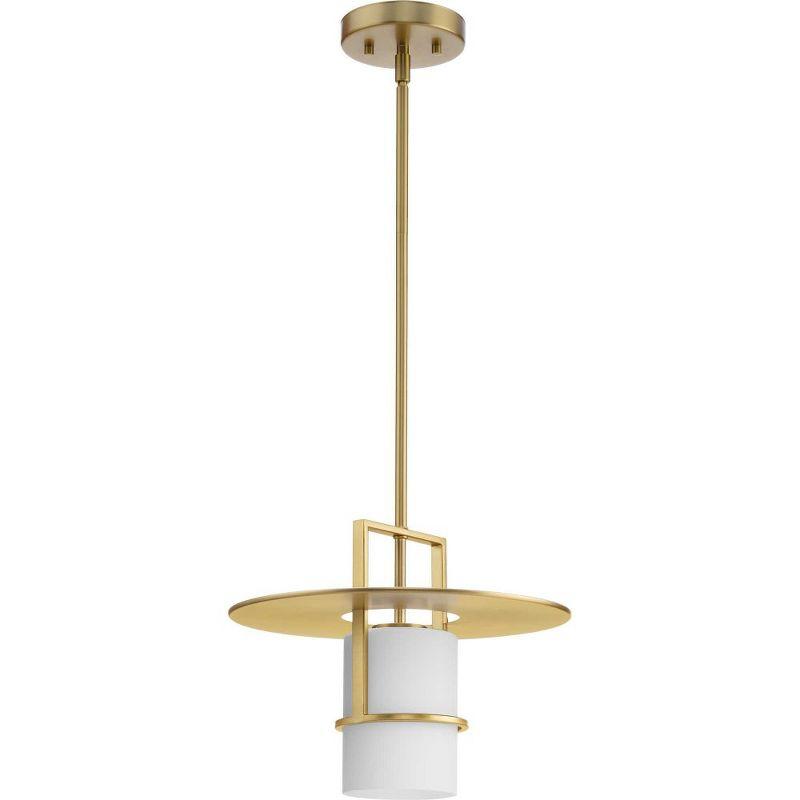 Progress Lighting Mystic 1-Light Pendant, Steel, Brushed Bronze, Etched White Glass Shade