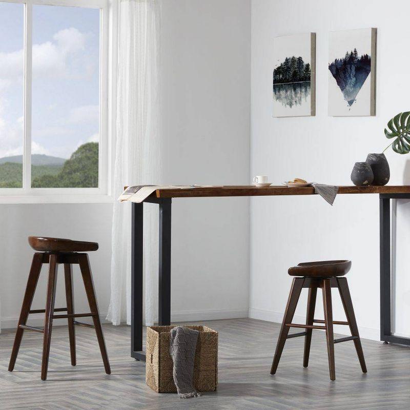 24" Bali Swivel Counter Height Barstool: Wood Frame, Backless - Boraam
