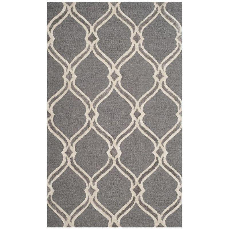 Handmade Dark Grey and Ivory Wool Area Rug, 3' x 5'