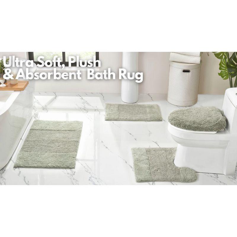 Better Trends Granada 100% Cotton Tufted Non-Slip Backing Bath Rug Set 2 PC (17" x 24" | 21" x 34") - Beige