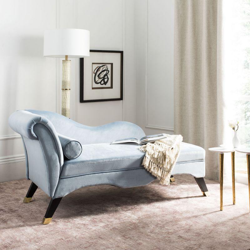 Caiden Chaise - FOX6284 - Slate Blue/Black - Safavieh