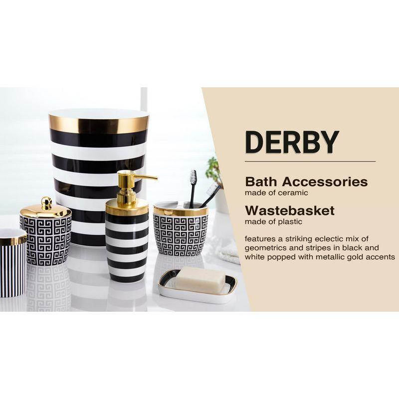 Derby Wastebasket Black/White - Allure Home Creations: Plastic, 5.6L Capacity, 9.6" Height, Elegant Design