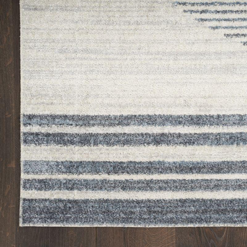 Nourison Astra Machine Washable Stripe Circle Mid-Century Modern Indoor Rug