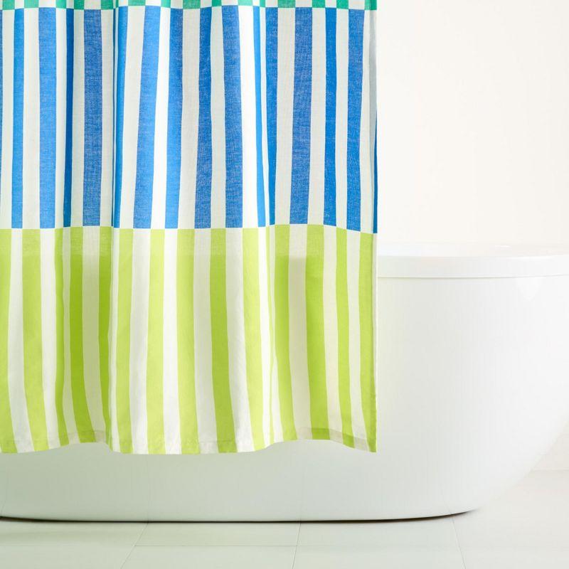 Town & Country Living Town & Country Play Adeline Offset Stripe Fabric Shower Curtain 70"X72"