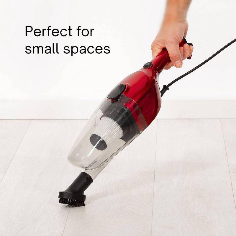 Ewbank Chilli Tempest 2-in-1 Vacuum Cleaner, Stick & Handheld, with 6 Attachments, Small, Lightweight (3 lb.), 600W, .5L Capacity, Red