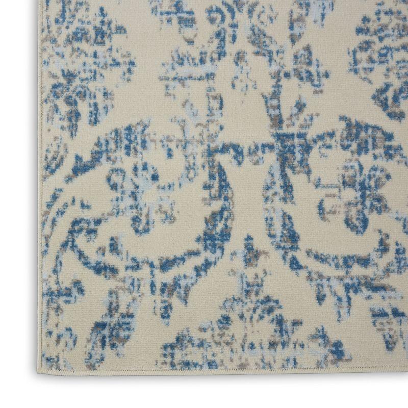 Jubilant JUB09 Area Rug Farmhouse Vintage Damask By Nourison Ivory Blue 7' x 10'
