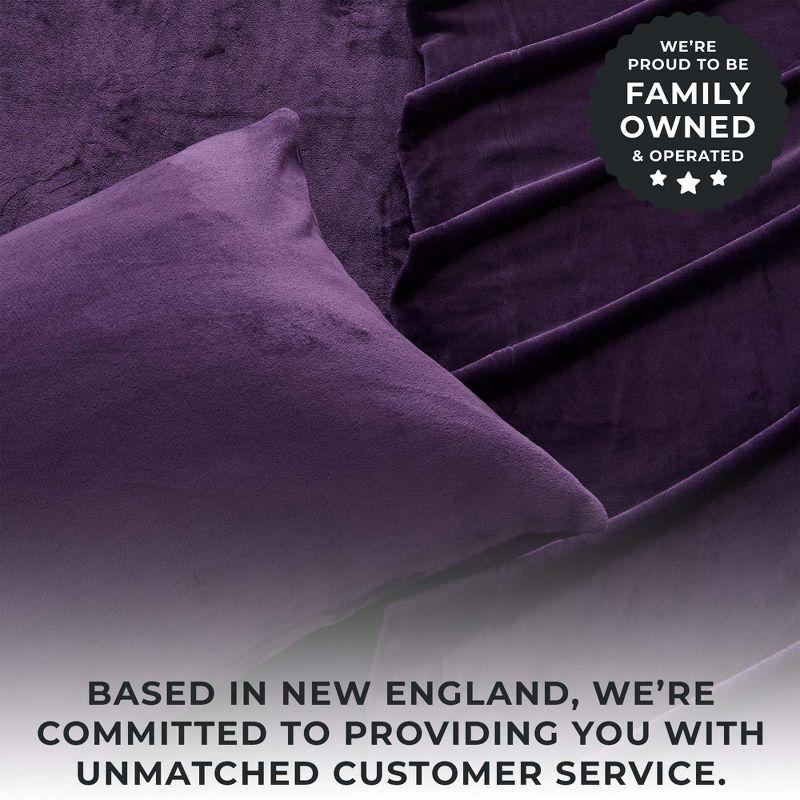 Solid Velvet Plush Fleece Sheet Set - Great Bay Home (King, Purple)