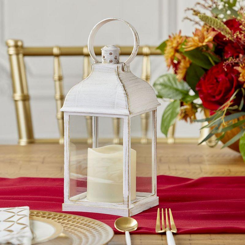 Kate Aspen LED Vintage Decorative White Lantern - Marrakesh (Set of 2) | 18214WT-2set