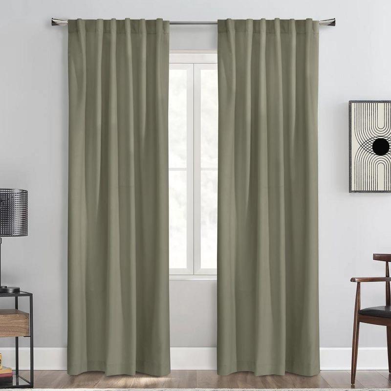 Thermaplus Seren Room Darkening Window Treatment Dual Header Curtain Panel for Bedroom Livingroom 50" x 63" Taupe
