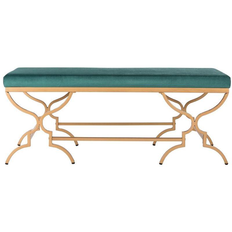 Emerald Velvet & Liquid Gold 46" Transitional Rectangular Bench